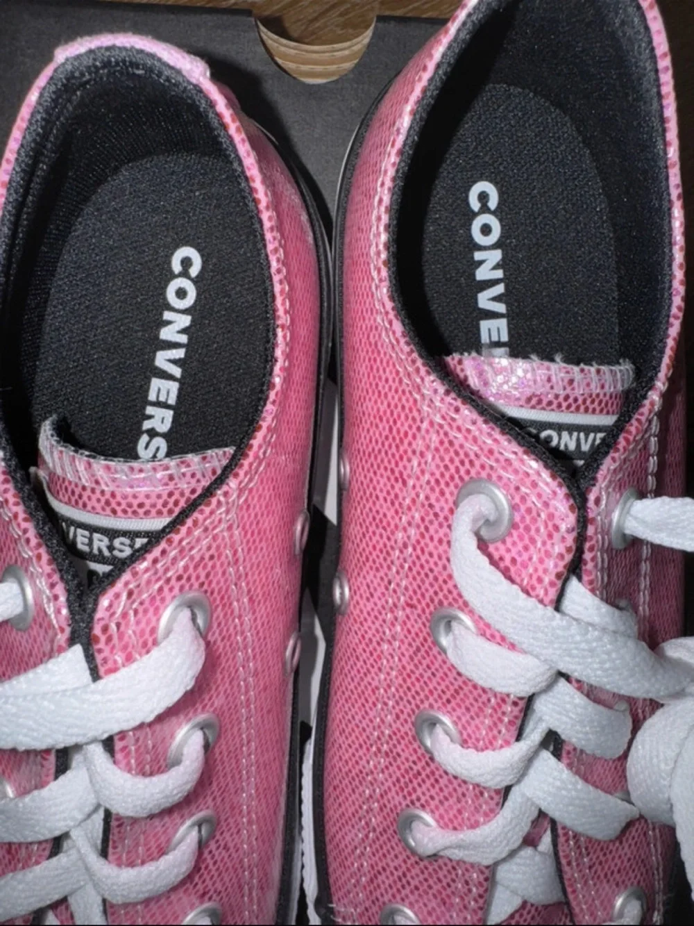 Converse Pink Low-Top Canvas Sneakers with White Toe Cap